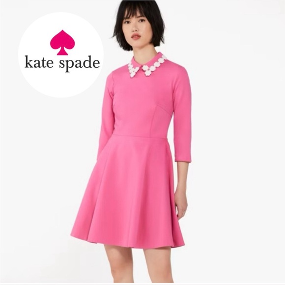 kate spade Dresses & Skirts - Kate Spade Pink Dress with Floral Collar size Medium